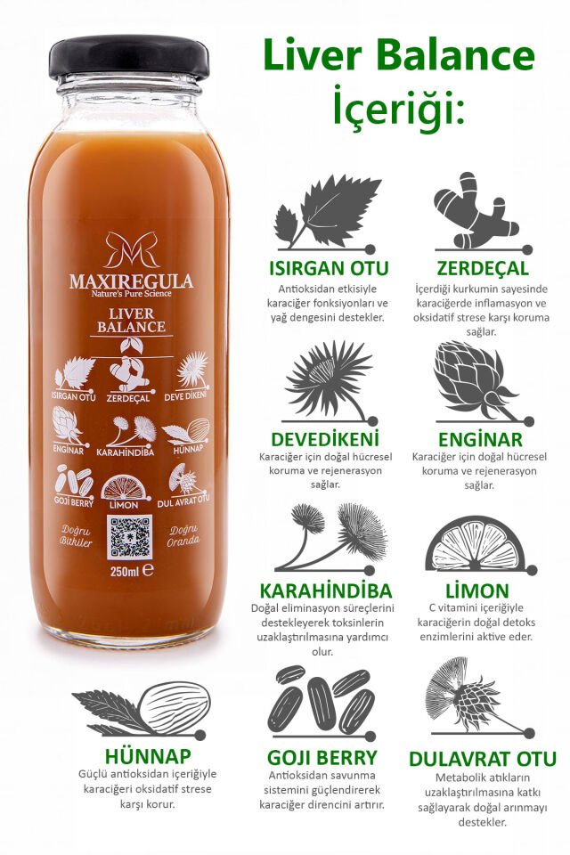 Liver Balance Bitkisel İçerikli Fonksiyonel %100 Şeftali & Elma Meyve Suyu (250ml)