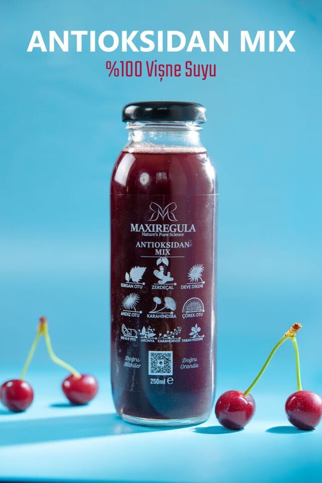 3'lü Paket Antioksidan Mix Bitkisel İçerikli Fonksiyonel %100 Vişne Meyve Suyu (250ml)
